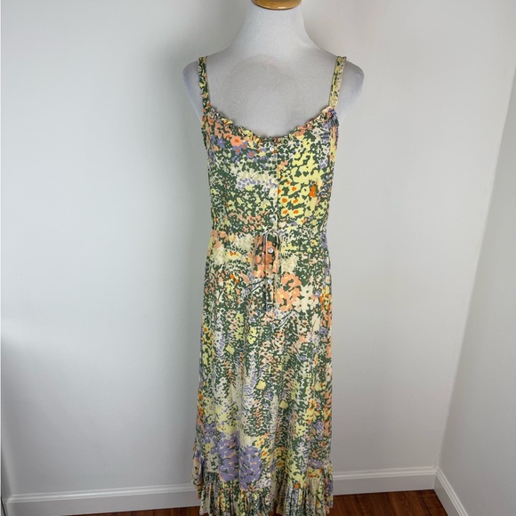 Rails Adalyn Floral Midi Dress Size M Green Yellow - Picture 4 of 9